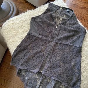 BKE Boutique grey lace vest/top